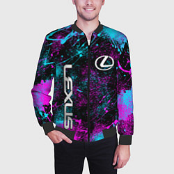 Бомбер мужской Lexus - неоновые брызги, цвет: 3D-черный — фото 2