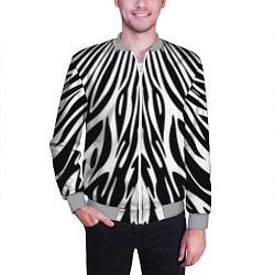 Бомбер мужской Черная абстракция зебра, цвет: 3D-меланж — фото 2