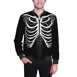 Бомбер мужской Скелет: ребра с кистью и красками, цвет: 3D-черный — фото 2