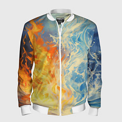 Бомбер мужской Вода и пламя абстракция, цвет: 3D-белый
