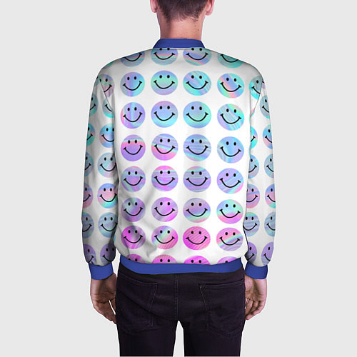 Мужской бомбер Smiley holographic / 3D-Синий – фото 4