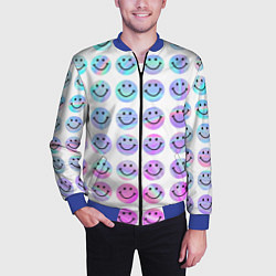 Бомбер мужской Smiley holographic, цвет: 3D-синий — фото 2