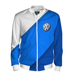 Бомбер мужской Volkswagen - голубые линии, цвет: 3D-белый