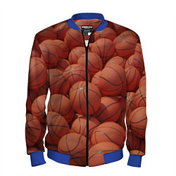 Бомбер мужской Узор с баскетбольными мячами, цвет: 3D-синий