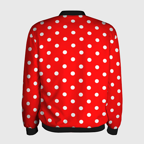 Мужской бомбер Белый горошек на красном / 3D-Черный – фото 2