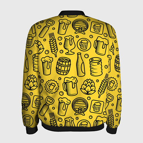 Мужской бомбер Пиво и аксессуары - жёлтый / 3D-Черный – фото 2