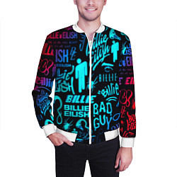 Бомбер мужской Billie Eilish neon pattern, цвет: 3D-белый — фото 2