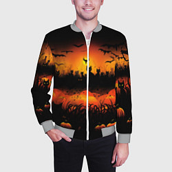 Бомбер мужской Кошки хэллоуина, цвет: 3D-меланж — фото 2
