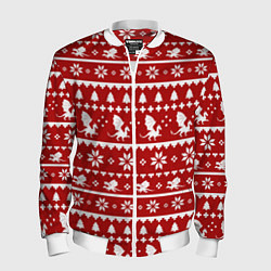Бомбер мужской Dragon year pattern, цвет: 3D-белый