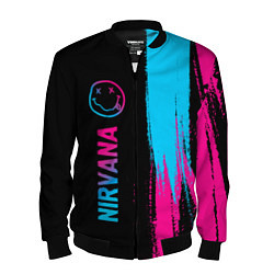 Бомбер мужской Nirvana - neon gradient: по-вертикали, цвет: 3D-черный
