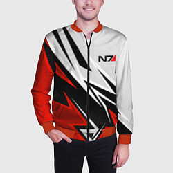 Бомбер мужской N7 mass effect - white and red, цвет: 3D-красный — фото 2