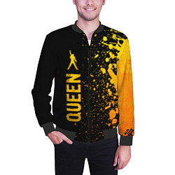 Бомбер мужской Queen - gold gradient по-вертикали, цвет: 3D-черный — фото 2