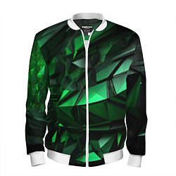 Бомбер мужской Green abstract, цвет: 3D-белый