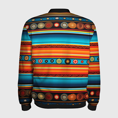 Мужской бомбер Этнический узор в горизонтальную полоску / 3D-Черный – фото 2