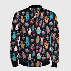 Мужской бомбер Весёлые монстры на вечеринке