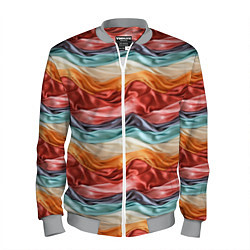 Бомбер мужской Разноцветные полосы текстура ткани, цвет: 3D-меланж