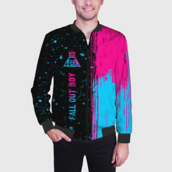 Бомбер мужской Fall Out Boy - neon gradient по-вертикали, цвет: 3D-черный — фото 2