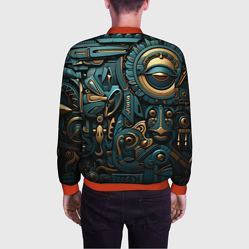 Мужской бомбер Асимметричный узор в египетском стиле / 3D-Красный – фото 4