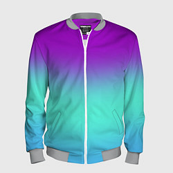 Бомбер мужской Фиолетовый бирюзовый голубой неоновый градиент, цвет: 3D-меланж