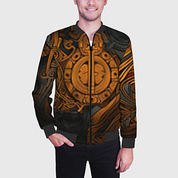 Бомбер мужской Узор в скандинавском фолк-арт стиле, цвет: 3D-черный — фото 2