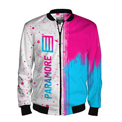 Бомбер мужской Paramore neon gradient style по-вертикали, цвет: 3D-черный