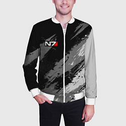 Бомбер мужской N7 - mass effect monochrome, цвет: 3D-белый — фото 2