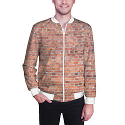 Бомбер мужской Кирпичная стена узор, цвет: 3D-белый — фото 2