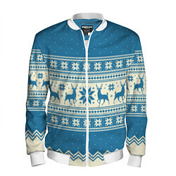 Бомбер мужской Sweater with deer on a blue background, цвет: 3D-белый