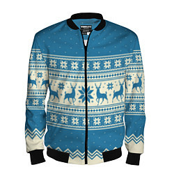 Бомбер мужской Sweater with deer on a blue background, цвет: 3D-черный