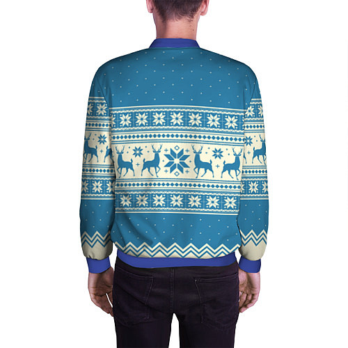 Мужской бомбер Sweater with deer on a blue background / 3D-Синий – фото 4