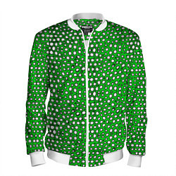 Бомбер мужской Белые пузырьки на зелёном фоне, цвет: 3D-белый