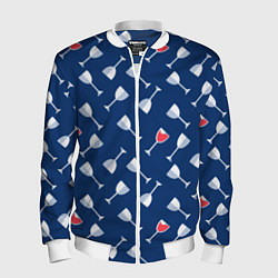 Бомбер мужской Бокальчик винишка, цвет: 3D-белый