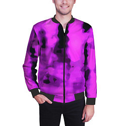 Бомбер мужской Узор фиолетовая нежность, цвет: 3D-черный — фото 2