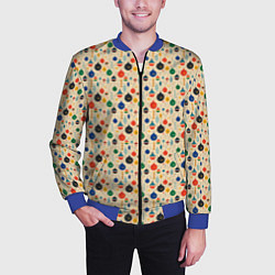 Бомбер мужской Разноцветные ёлочные игрушки, цвет: 3D-синий — фото 2