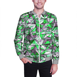 Бомбер мужской Маленькие зелёные треугольники, цвет: 3D-меланж — фото 2