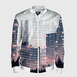 Бомбер мужской Безмятежный город, цвет: 3D-белый