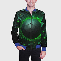 Бомбер мужской Абстрактная гармония зеленого, цвет: 3D-синий — фото 2
