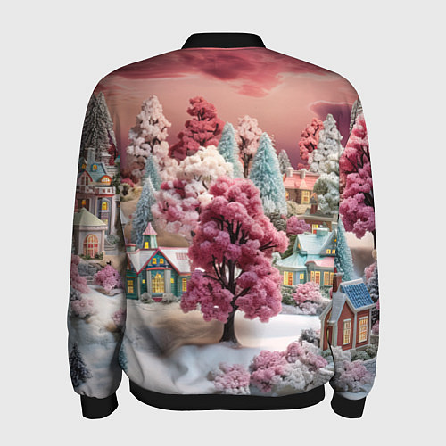 Мужской бомбер Зимний закат новый год / 3D-Черный – фото 2