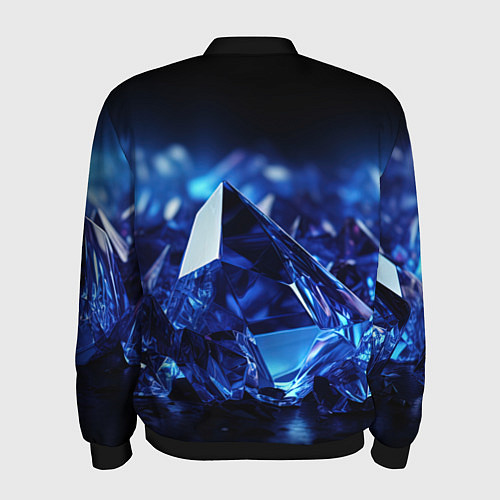 Мужской бомбер Синие прозрачные алмазы / 3D-Черный – фото 2