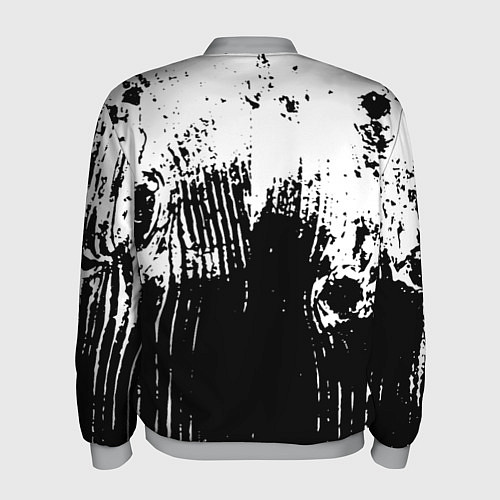 Мужской бомбер Черно-белая абстракция гранж / 3D-Меланж – фото 2