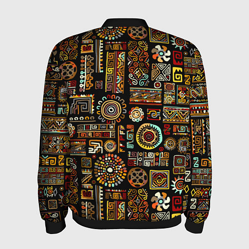 Мужской бомбер Африканский этнический орнамент / 3D-Черный – фото 2