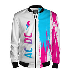 Бомбер мужской AC DC neon gradient style по-вертикали, цвет: 3D-черный