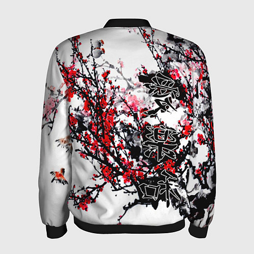 Мужской бомбер Японский стиль иероглифы / 3D-Черный – фото 2