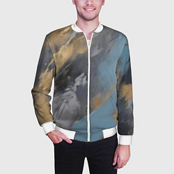 Бомбер мужской Мазки краски - нейросеть, цвет: 3D-белый — фото 2