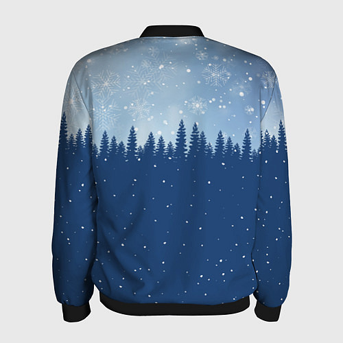 Мужской бомбер Дракон в зимнем лесу / 3D-Черный – фото 2