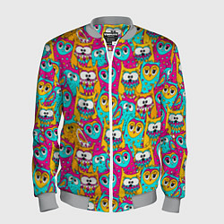 Бомбер мужской Разноцветные совы, цвет: 3D-меланж