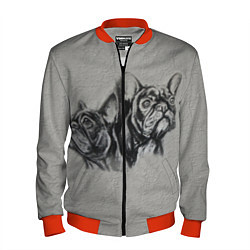 Бомбер мужской Французские бульдоги пара, цвет: 3D-красный