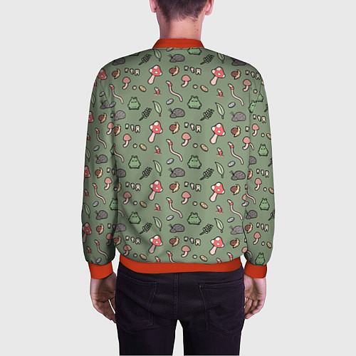 Мужской бомбер Goblincore - паттерн / 3D-Красный – фото 4