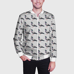 Бомбер мужской Голуби воркуют, цвет: 3D-белый — фото 2