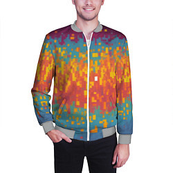 Бомбер мужской Разноцветные пиксели, цвет: 3D-меланж — фото 2